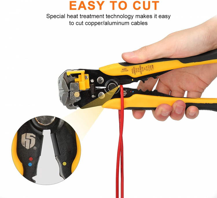 Wire stripper, cutter, and crimping tool, 3-in-1.
