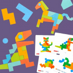 Fun wooden puzzle with pattern cards