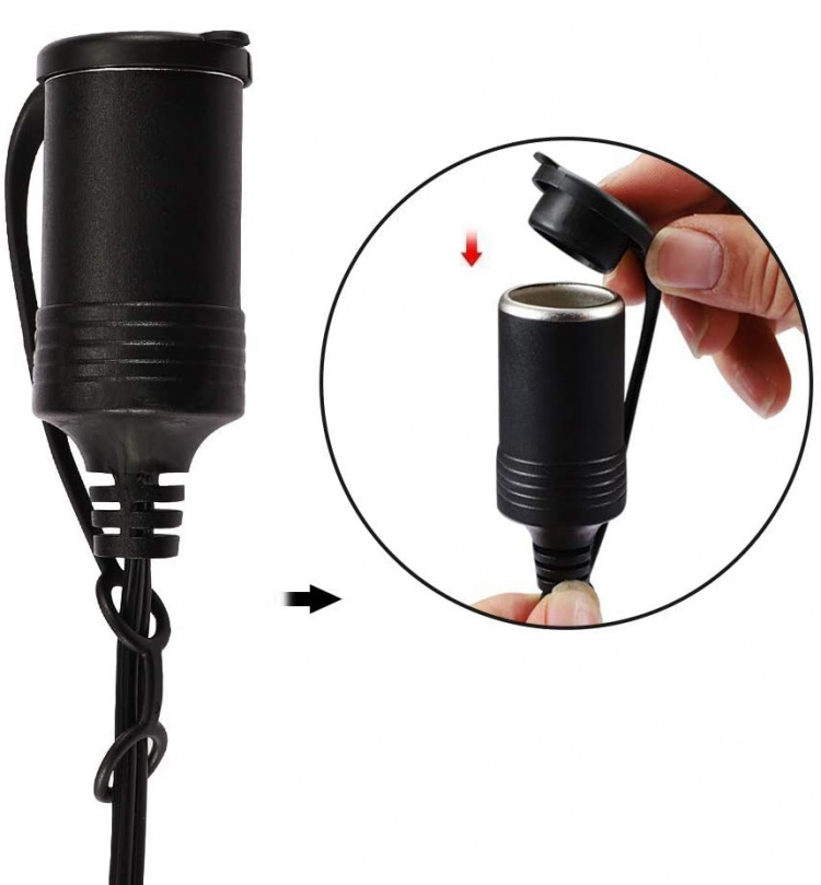 European DIN plug to cigarette lighter socket adapter, 12-24V