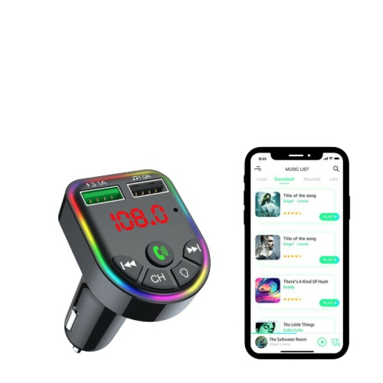 FM transmitter with Bluetooth and 2 x USB charging ports 3.1/1.0 A FM transmitter with Bluetooth and 2 x USB charging ports 3.1/1.0 A