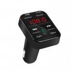2-in-1 FM transmitter with dual USB ports, display, and buttons, Black. 2-in-1 FM transmitter with dual USB ports, display, and buttons, Black.