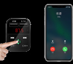 2-in-1 FM transmitter with dual USB ports, display, and buttons, Black. 2-in-1 FM transmitter with dual USB ports, display, and buttons, Black.