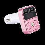 2-in-1 FM Transmitter with dual USB sockets, display and buttons, Pink 2-in-1 FM Transmitter with dual USB sockets, display and buttons, Pink
