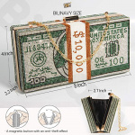 Funny handbag with a bundle of dollar bills and a magnetic lock, Green. Funny handbag with a bundle of dollar bills and a magnetic lock, Green.