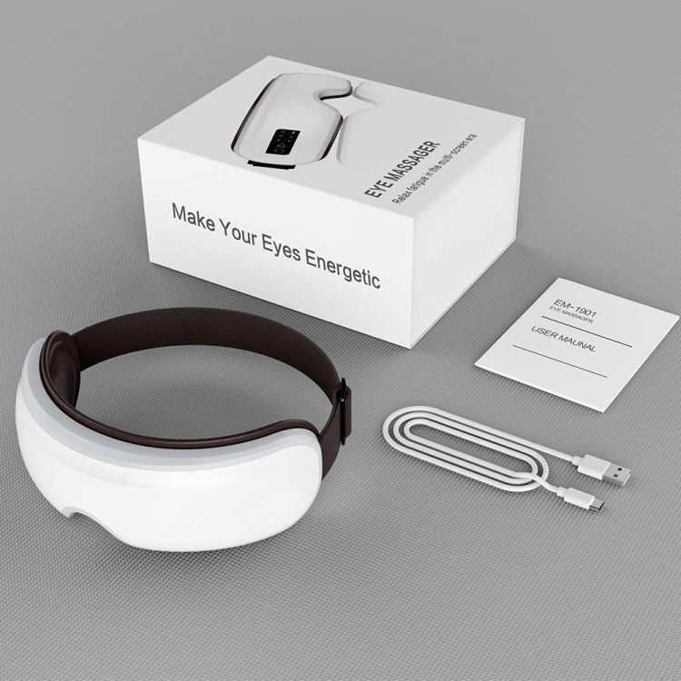 Massage device for tired eyes with heat and Bluetooth music, White. Massage device for tired eyes with heat and Bluetooth music, White.