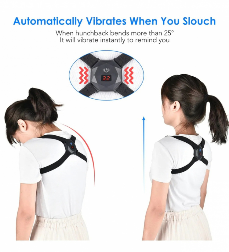 Support vest for better posture and back support, Black Support vest for better posture and back support, Black