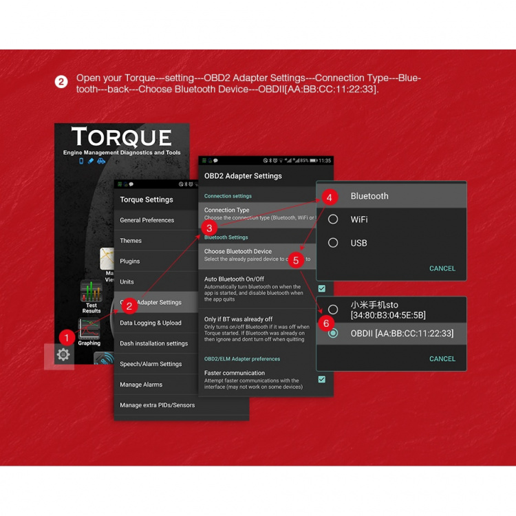 ELM327 Bluetooth OBDII Scanner for Windows/Android