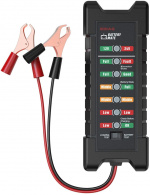 Battery tester for vehicles with LED display, 12V/10mA, 24V/30mA Battery tester for vehicles with LED display, 12V/10mA, 24V/30mA