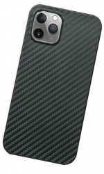Phone case for iPhone 13 Pro with carbon fiber look, Black.