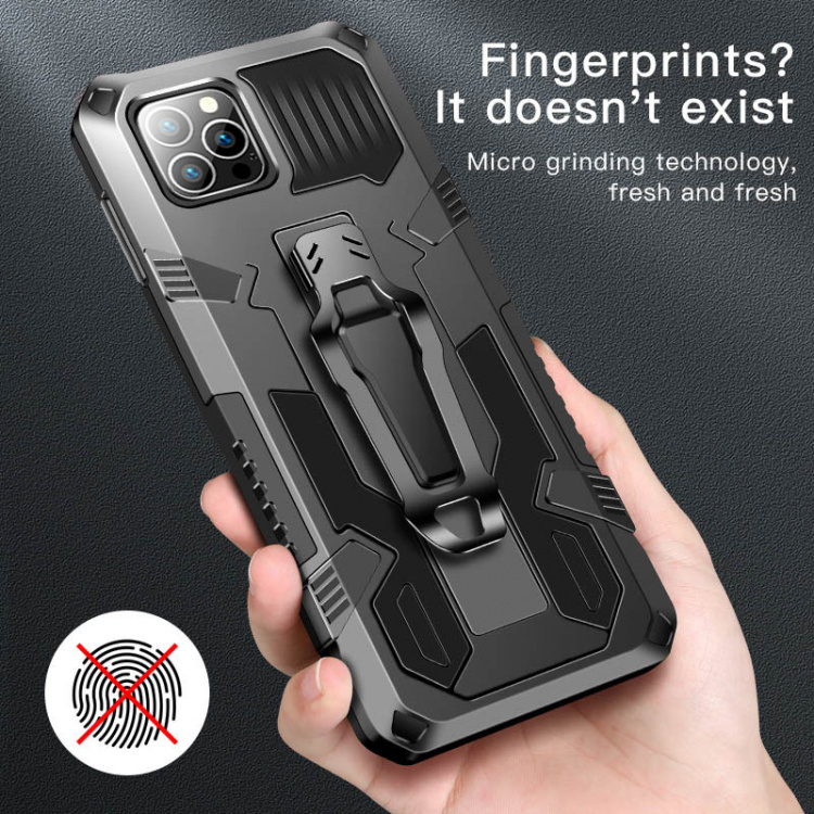 Durable case with stand for iPhone 13 Pro Max, Black.