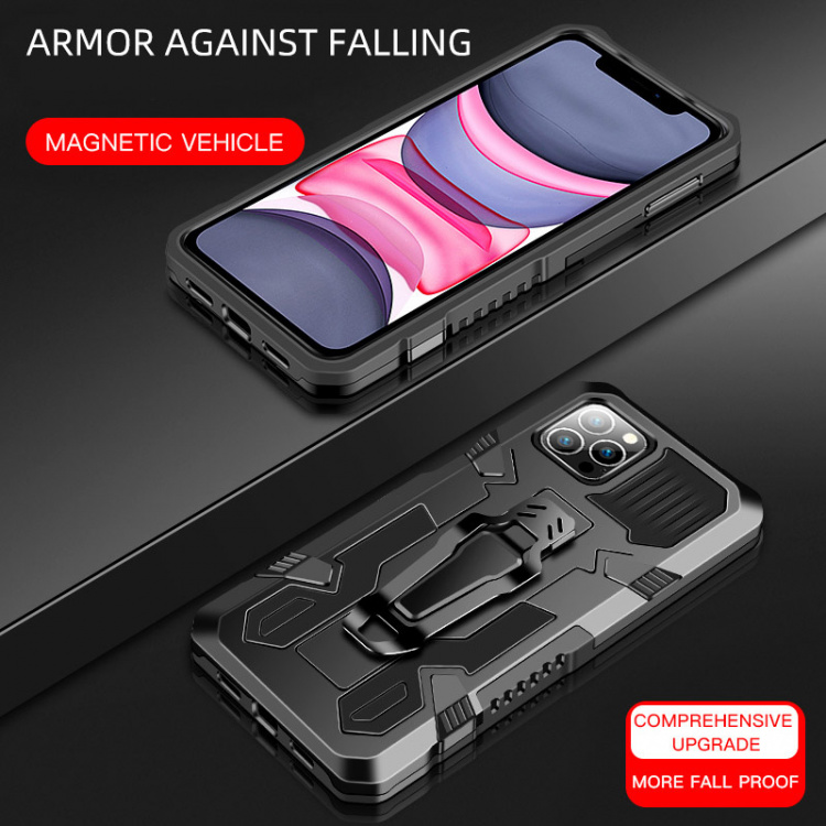 Durable case with stand for iPhone 13 Pro Max, Black.