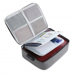 Multi-layer document storage case, gray. Multi-layer document storage case, gray.