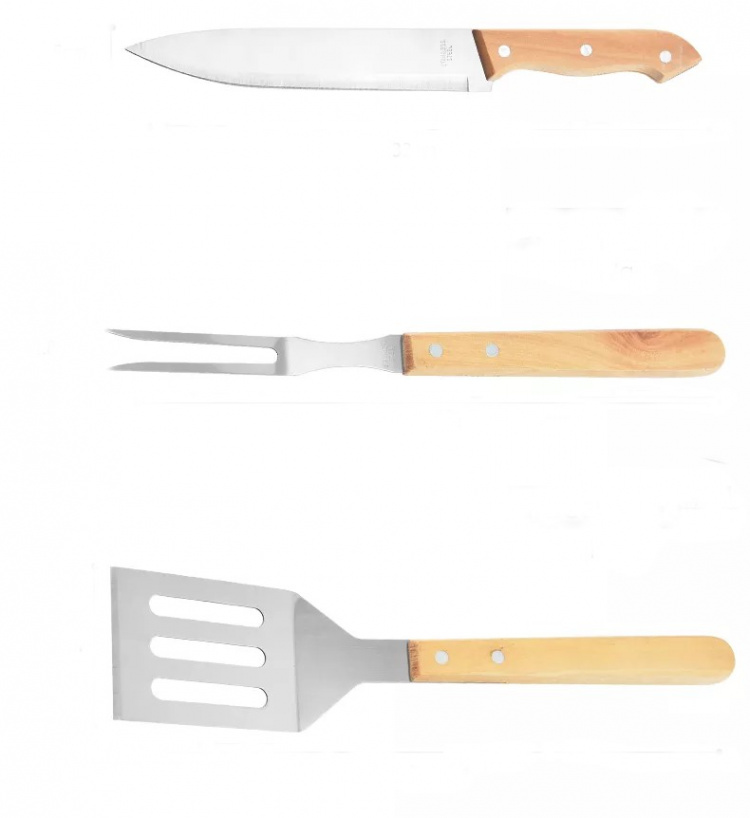 Grill set in wood, 4 parts Grill set in wood, 4 parts