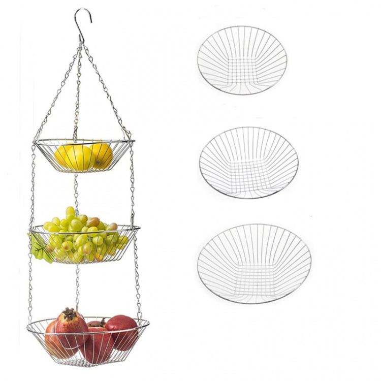 Hängande fruktkorg, 3-plan