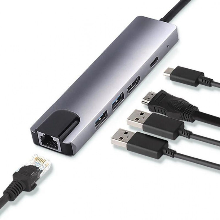 USB-C Hub 5 ports, gray USB-C Hub 5 ports, gray