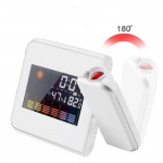 Alarm clock and weather station with projection, White