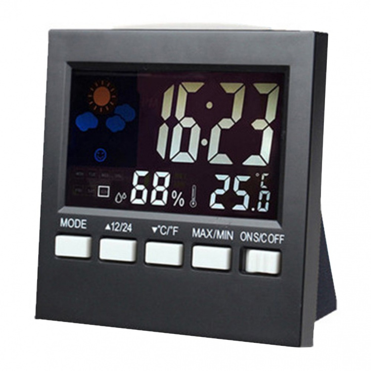 Handy Weather Station with Alarm Clock, Black Handy Weather Station with Alarm Clock, Black