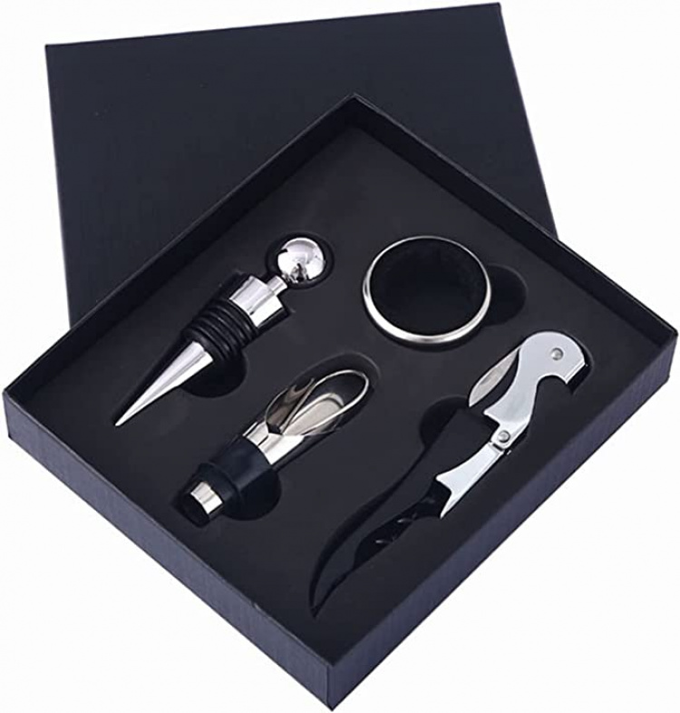 Corkscrew set (wine pourer, seahorse knife, wine ring, wine stopper)
