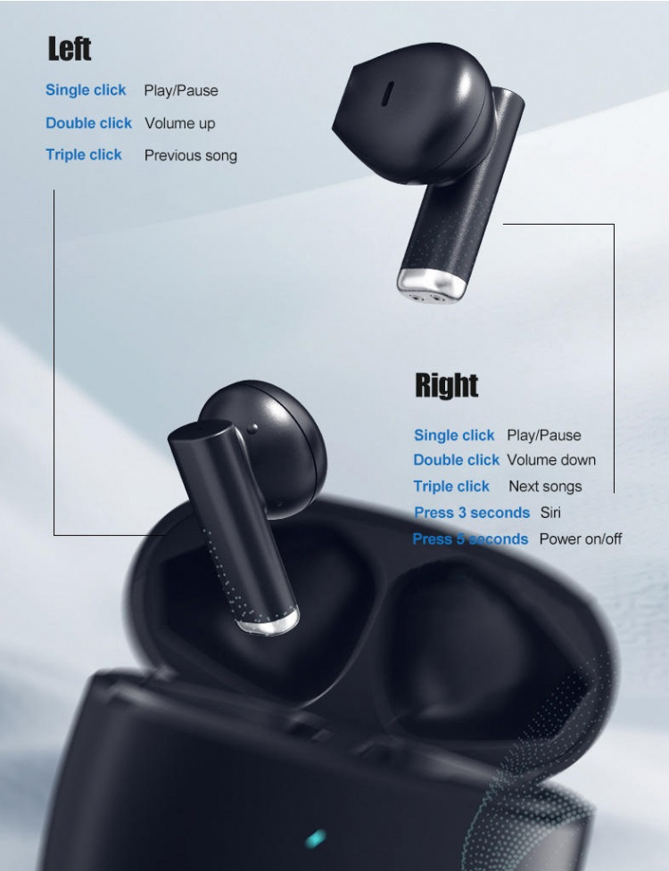 Pro 9 TW In-Ear Headphones with Touch Control, Black Pro 9 TW In-Ear Headphones with Touch Control, Black