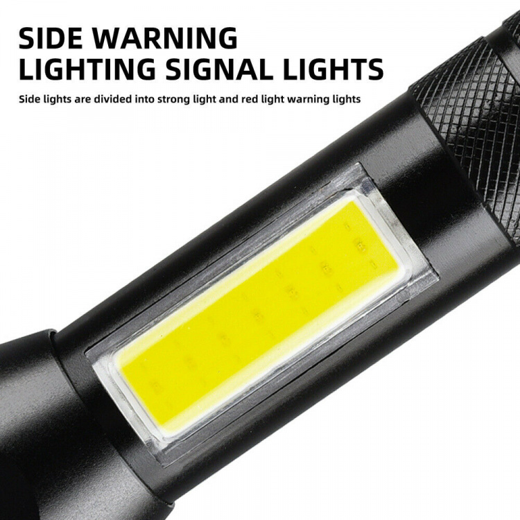 Flashlight with emergency hammer