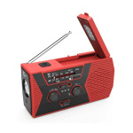Road Radio / Emergency Radio with LED Light - FM Radio, Solar, Rechargeable Battery, Red