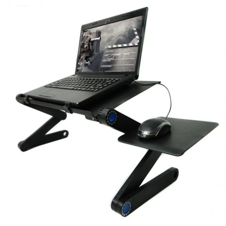 Foldable Laptop Desk with Cooling Hole & Mouse Stand, Black Foldable Laptop Desk with Cooling Hole & Mouse Stand, Black