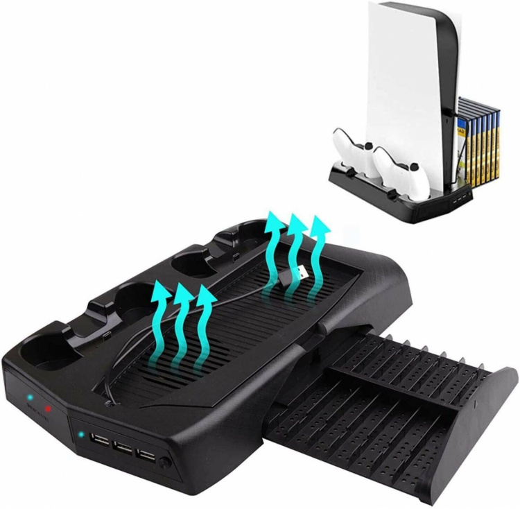 Charging station with cooling fans and game storage for PS5 Charging station with cooling fans and game storage for PS5