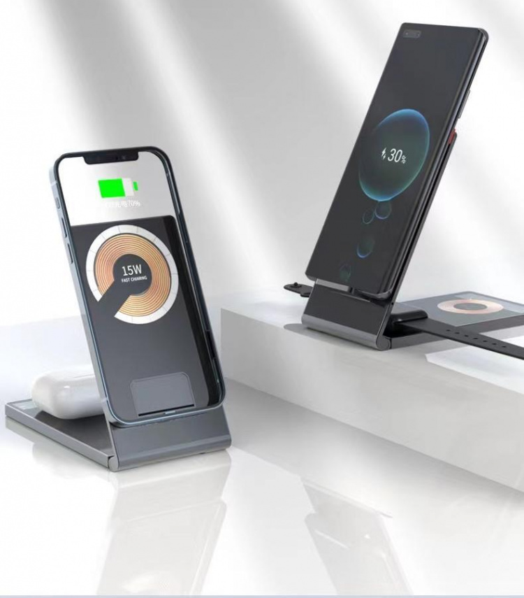 Foldable and Wireless Charger for Smartphone, iWatch, Airpods