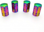 Valve caps 4-pack, Rainbow-colored 6-sided