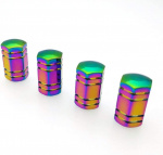 Valve caps 4-pack, Rainbow-colored 6-sided