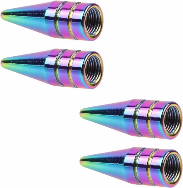 Valve caps 4-pack, Rainbow colored Pointed Valve caps 4-pack, Rainbow colored Pointed