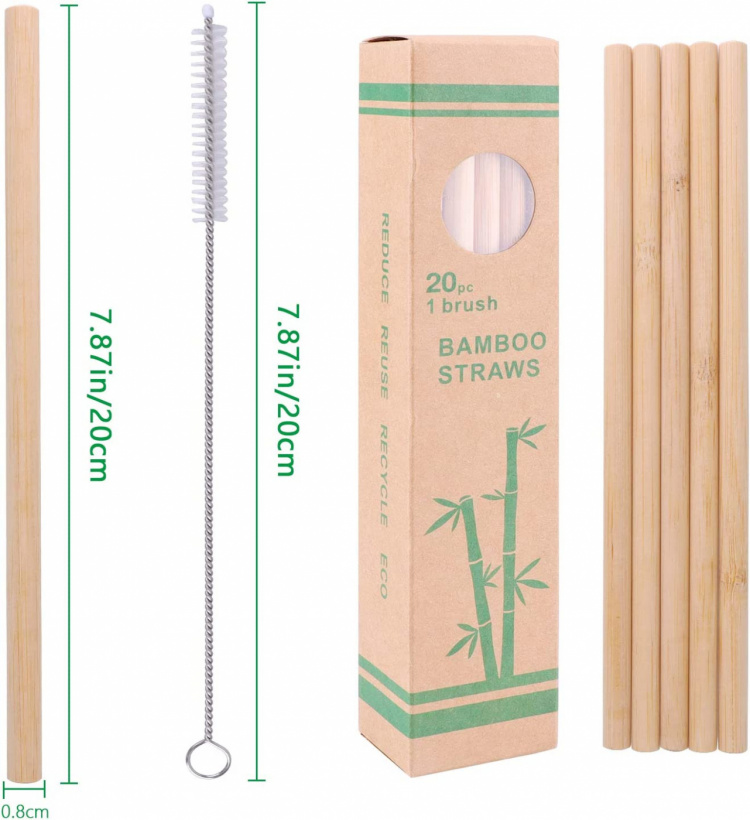 Reusable and Environmentally Friendly Bamboo Straws 12mm, 100 pcs Reusable and Environmentally Friendly Bamboo Straws 12mm, 100 pcs