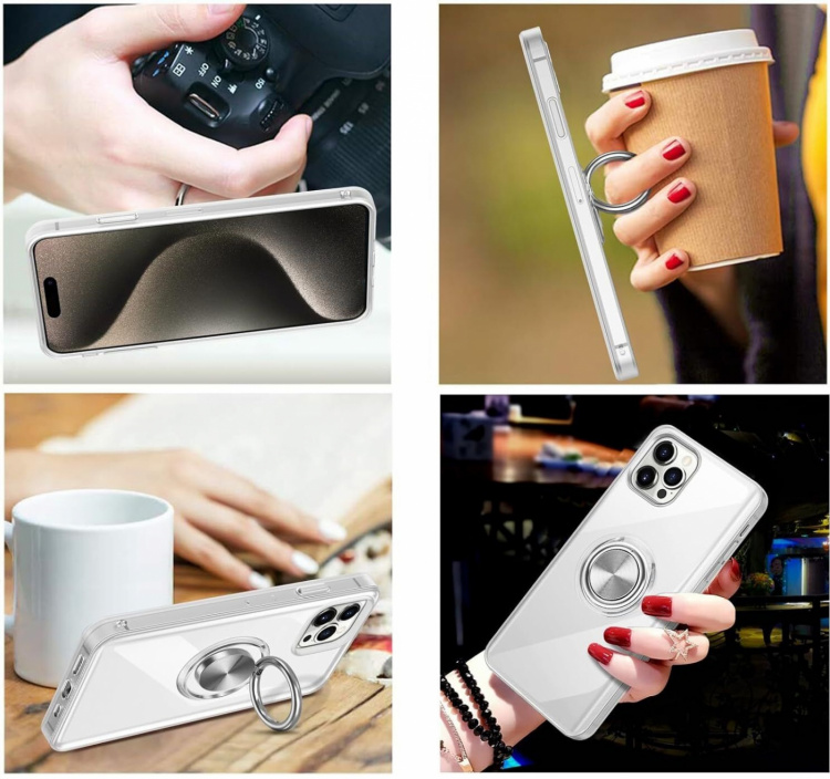 Transparent case with ring holder, iPhone 15 Pro Max