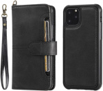 Wallet case in PU leather with card slot for iPhone 15 Pro, Black Wallet case in PU leather with card slot for iPhone 15 Pro, Black