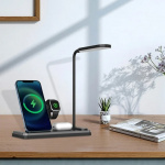 Multifunctional 3-in-1 Wireless Charging Station with Desk Lamp, Black Multifunctional 3-in-1 Wireless Charging Station with Desk Lamp, Black