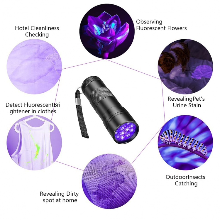 Flashlight 12 pcs LED, UV light