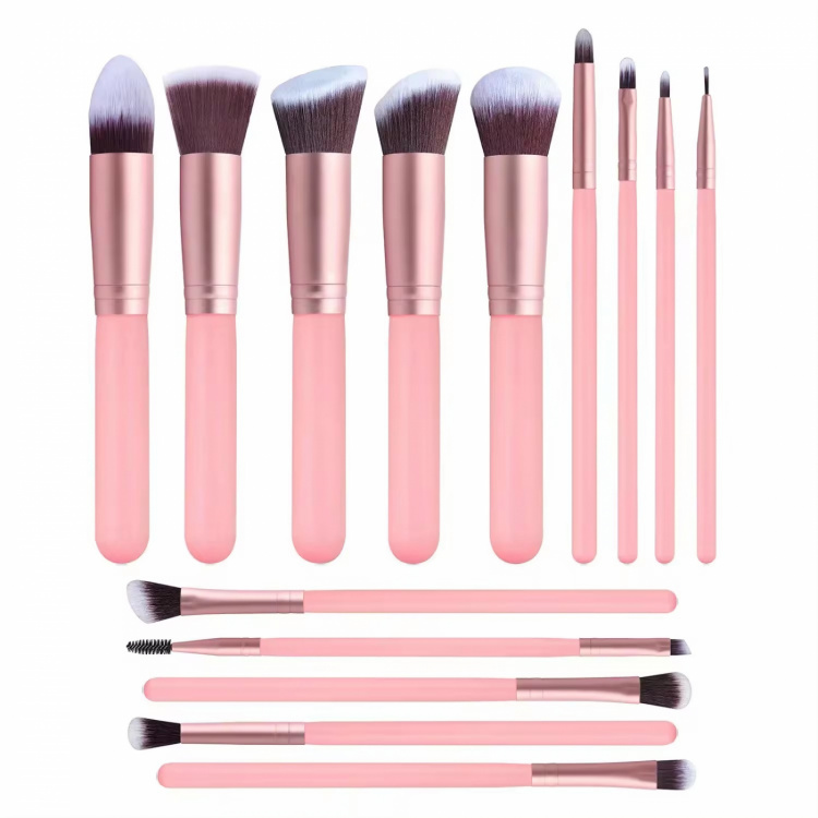 Set of 14 Makeup Brushes, Pink Set of 14 Makeup Brushes, Pink
