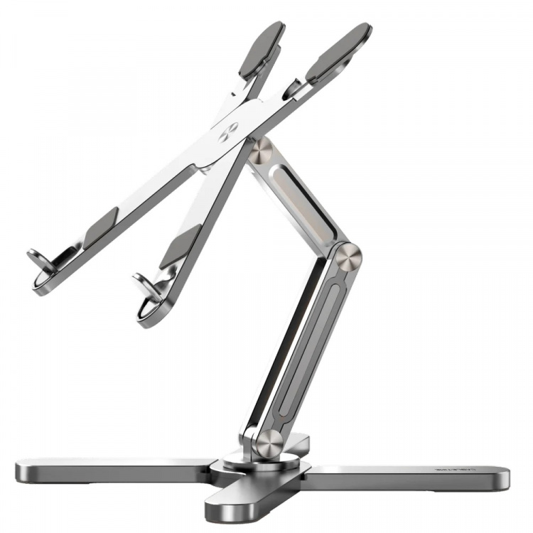Height adjustable laptop stand, foldable, rotatable 360°, Silver