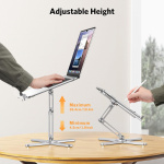 Height adjustable laptop stand, foldable, rotatable 360°, Silver