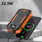 Powerbank 30000mAh 22.5W PD+15W Wireless Charging, Solar, Flashlight & Compass