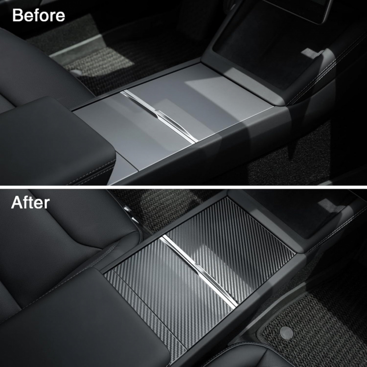Center console stickers for Tesla Model 3 Highland, Carbon fiber