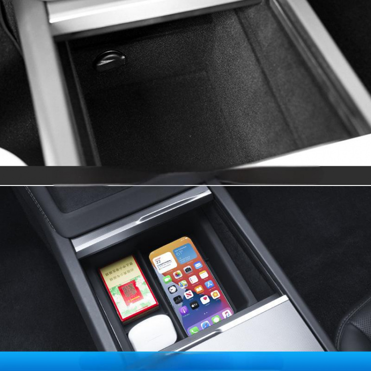 Storage box with sorting compartments for Tesla Model 3 Highland