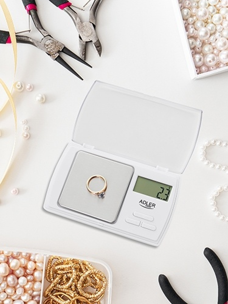 Adler liten precisionsvåg, vit