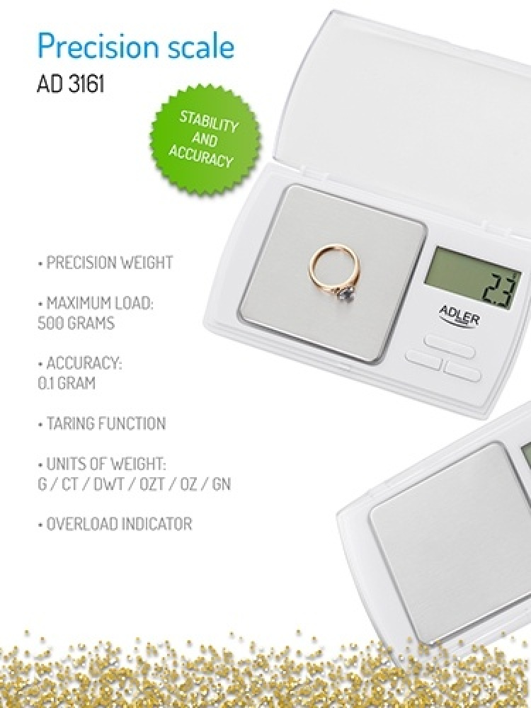 Adler liten precisionsvåg, vit