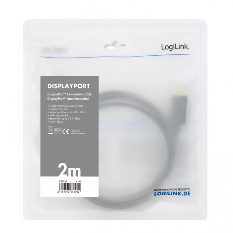LogiLink DisplayPort-kabel 1.4 8K/4K 2m