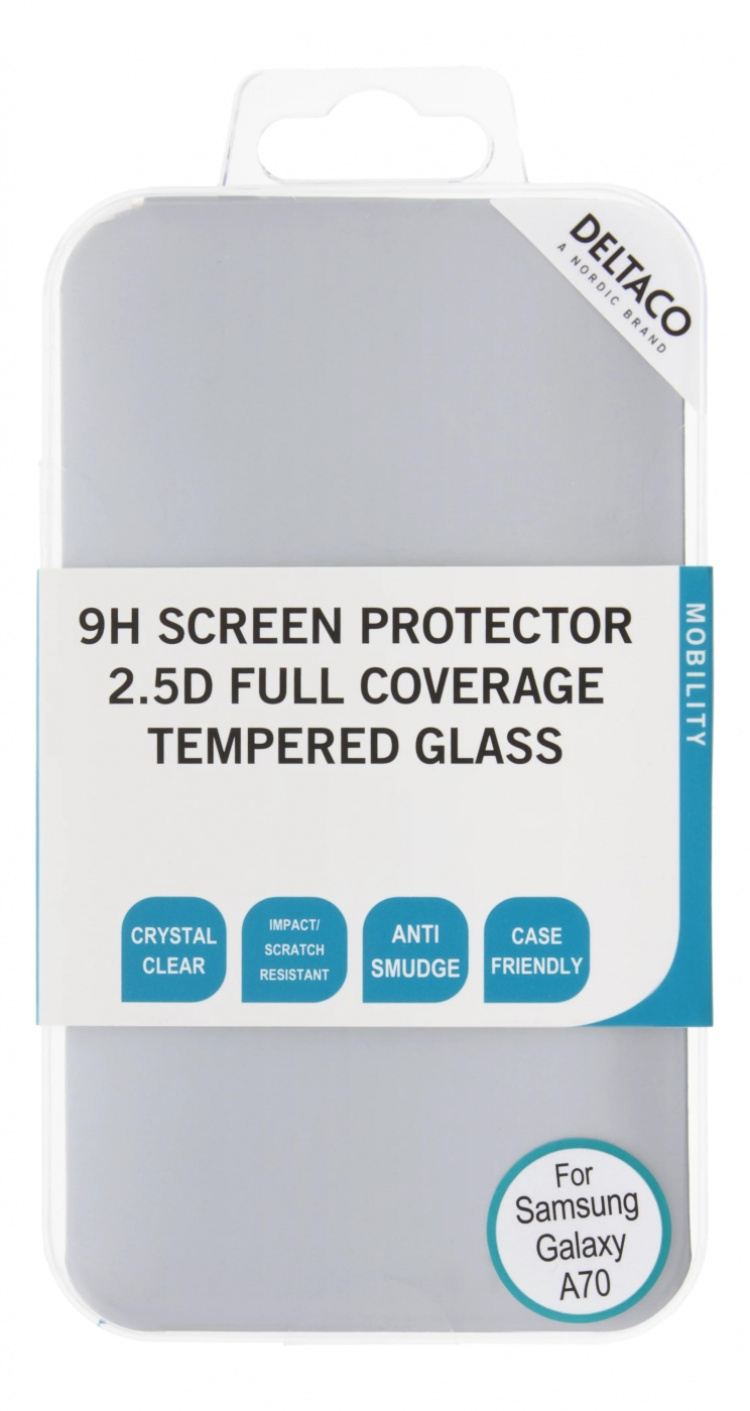 DELTACO screen protector, Galaxy A70, 2.5D full coverage glass