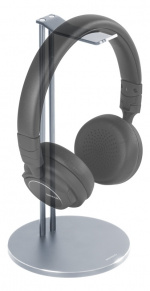 DELTACO Universal Headphone Stand, aluminum anti-slip, silver