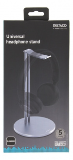 DELTACO Universal Headphone Stand, aluminum anti-slip, silver