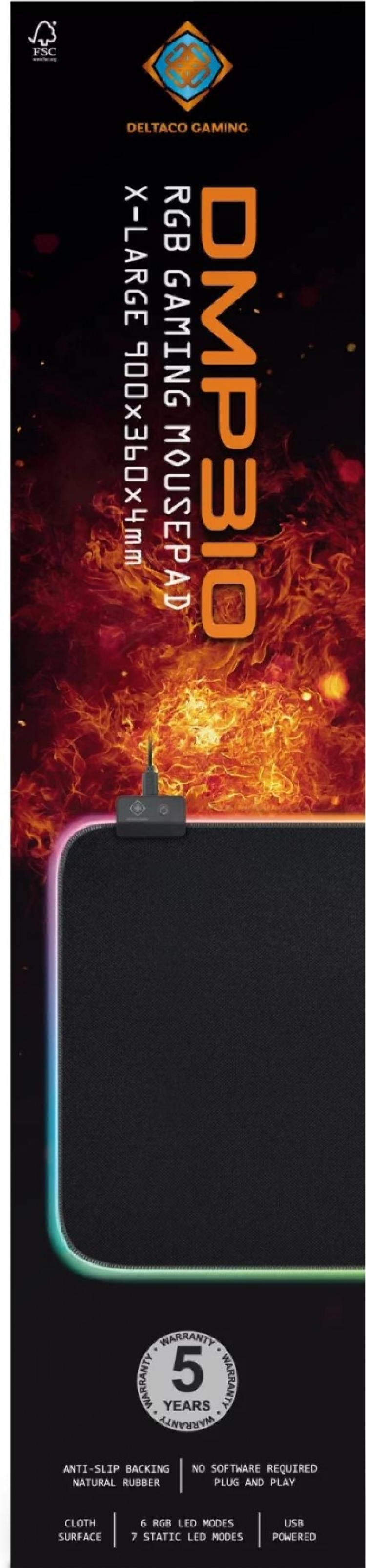 DELTACO GAMING RGB Mousepad, 90x36cm, 6xRGB modes, 7xStatic modes, bla DELTACO GAMING RGB Mousepad, 90x36cm, 6xRGB modes, 7xStatic modes, bla