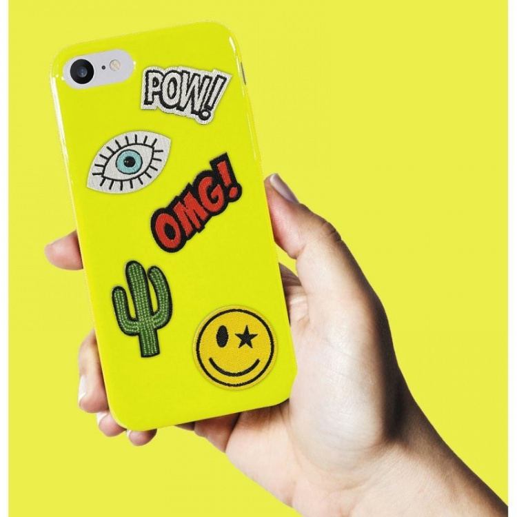 Puro Case for iPhone SE/8/7, Patch Mania, 5 stickers, Customizable, Yellow Puro Case for iPhone SE/8/7, Patch Mania, 5 stickers, Customizable, Yellow